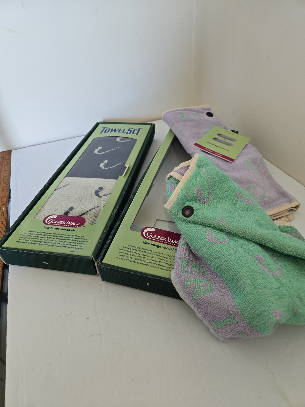Men’s& Womens Golf Towel Set - Green & Lavender & Black 2 Sets .